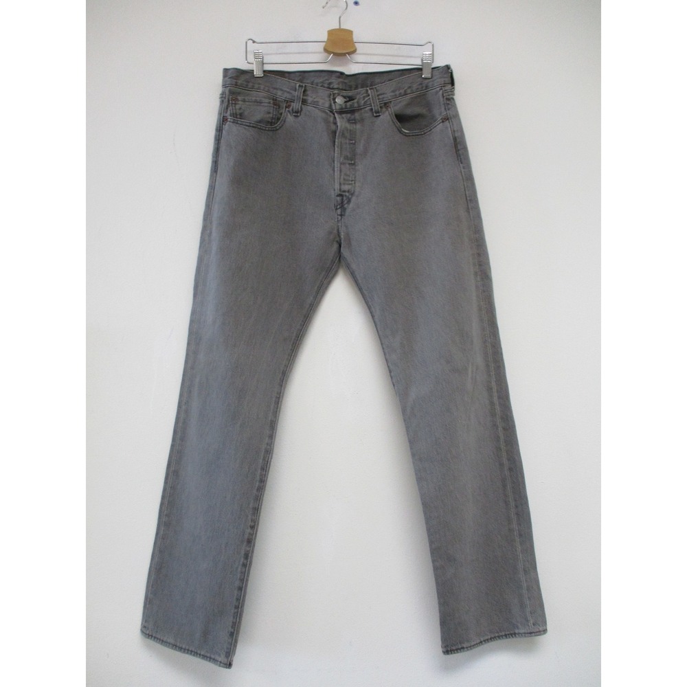 Levi's 501 Jeans Mens 34x32 Grey Original Fit Button Fly Straight Leg Denim